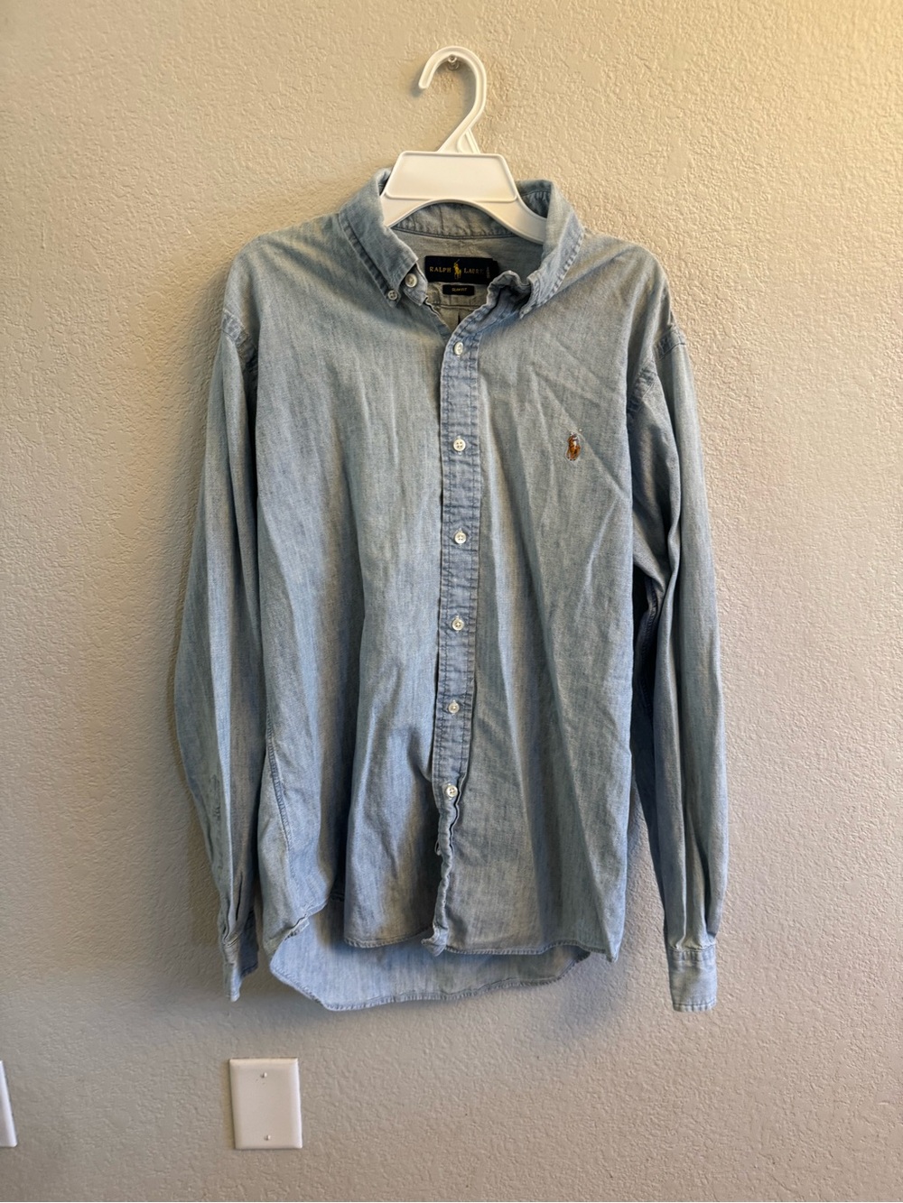 Polo Ralph Lauren Men's Light Blue Slim Fit Chambray Shirt Size L